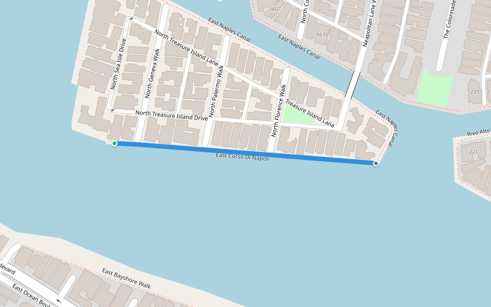 East Corso Di Napoli walking route map in Long Beach
