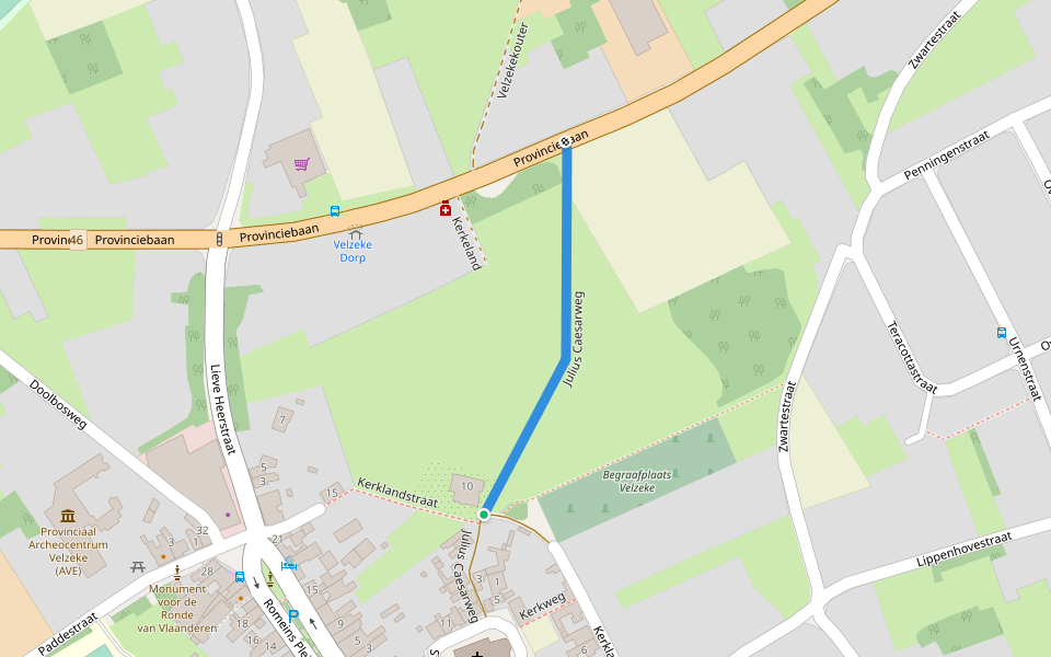 Julius Caesarweg walking route map in Zottegem