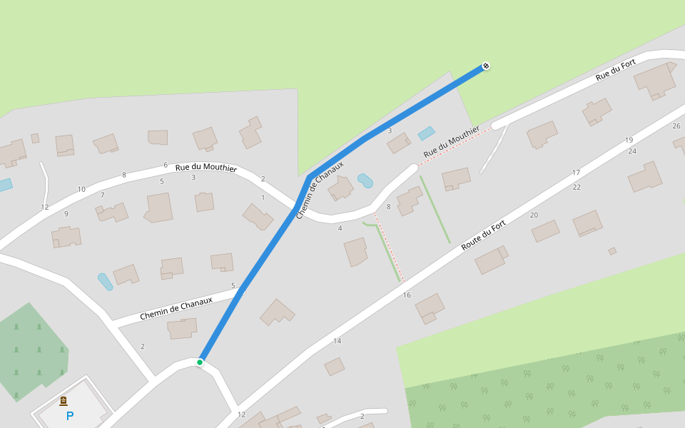 Chemin de Chanaux walking route map in Fontain