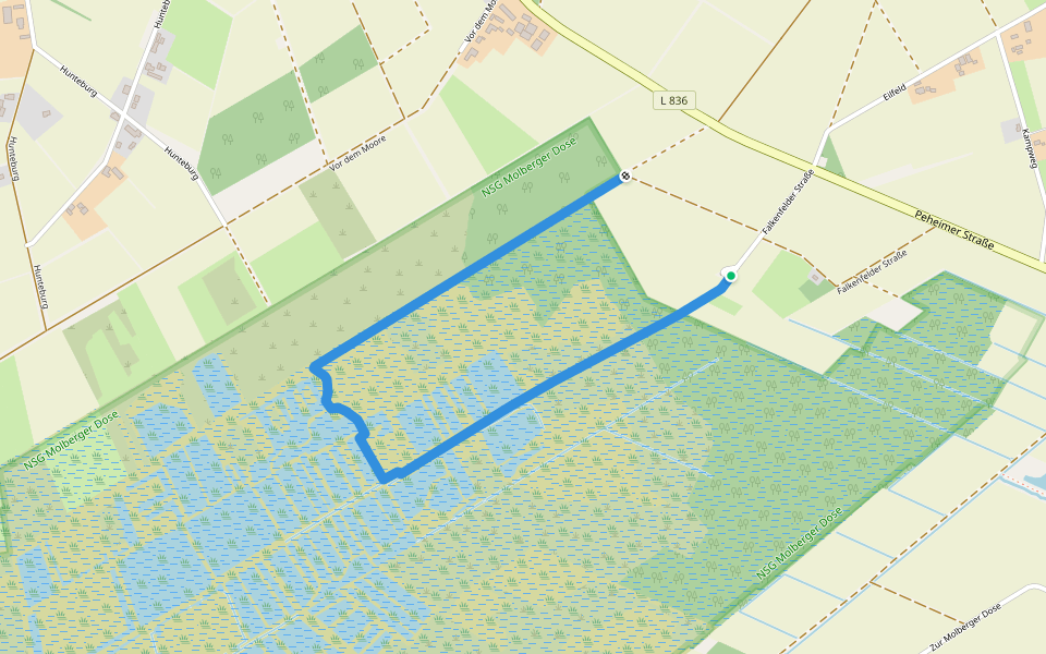 Moorlehrpfad Molberger Dose walking route map in Molbergen