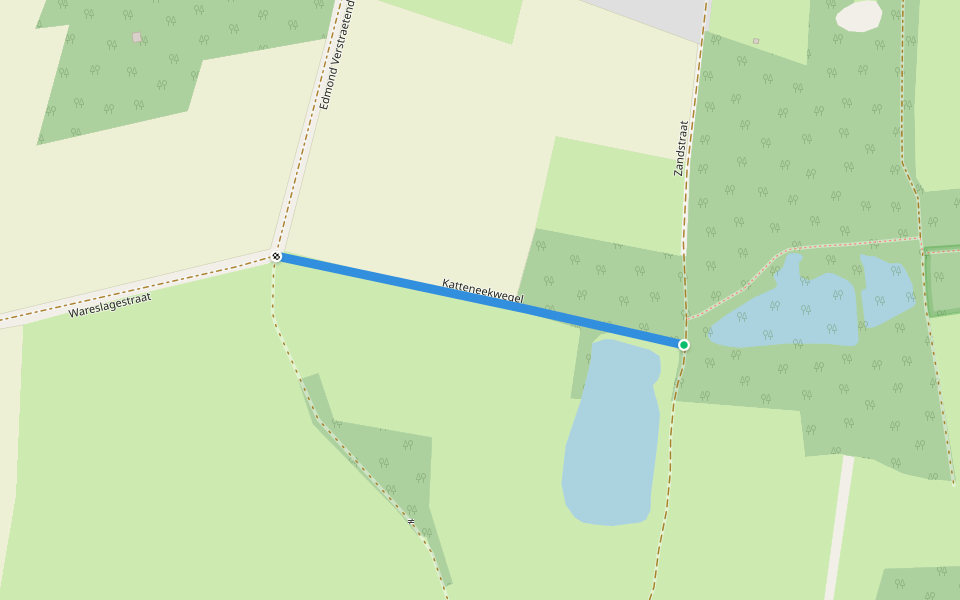 Katteneekwegel walking route map in Waasmunster