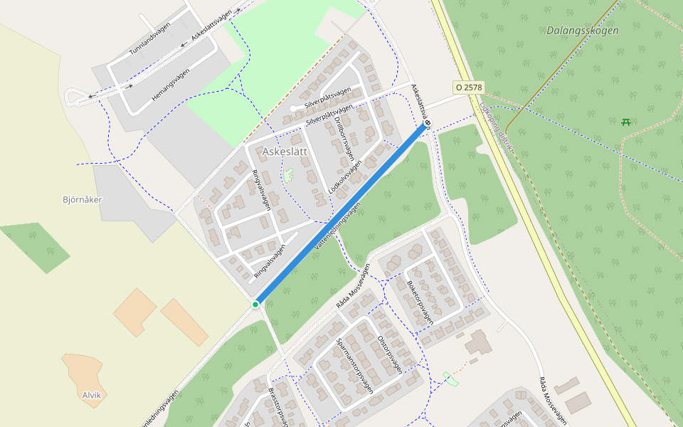 Vattenledningsvägen walking route map in Lidköping