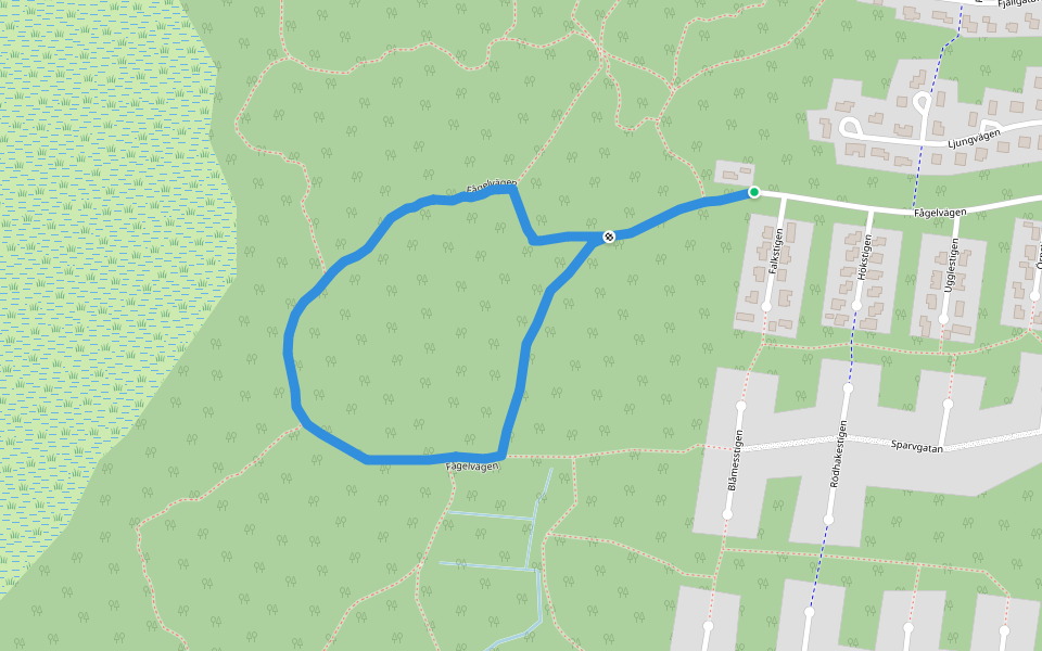 Fågelvägen walking route map in Älmhult