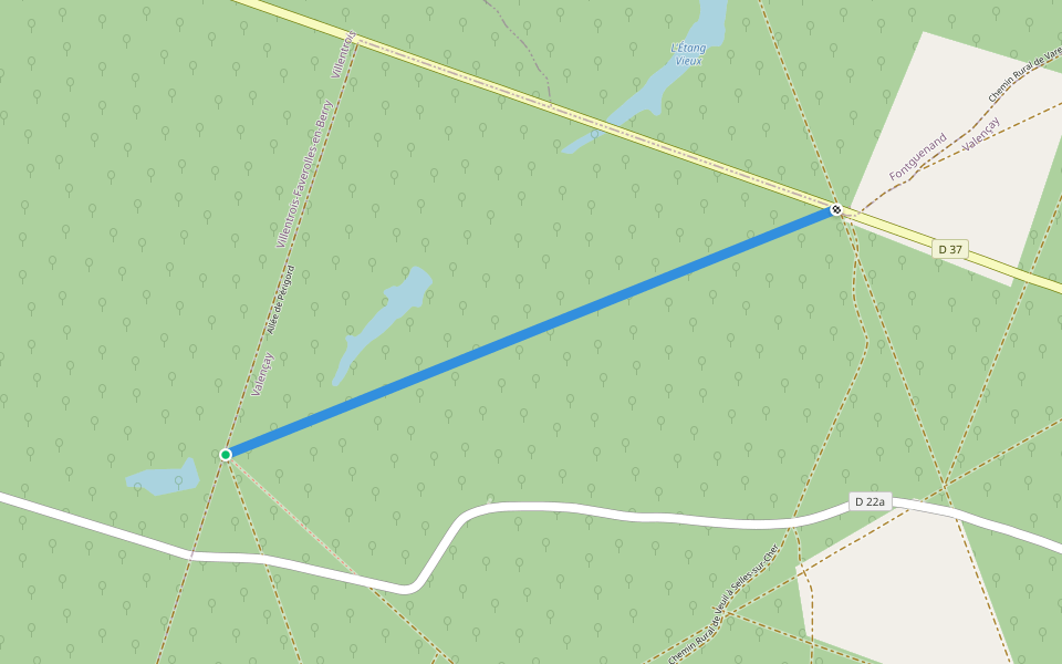 Allée des Six Chemins walking route map in Valençay