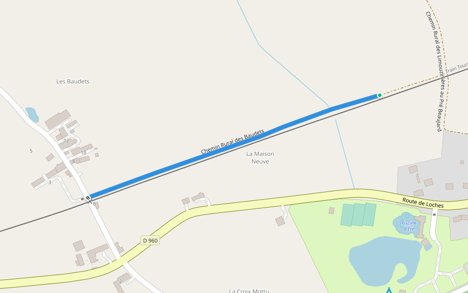 Chemin Rural des Baudets walking route map in Valençay