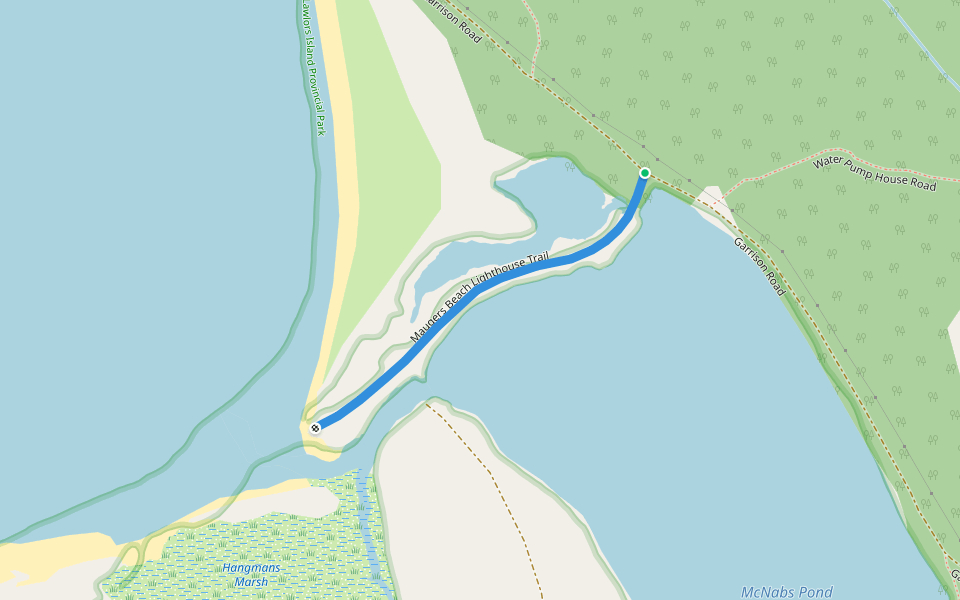 Maugers Beach Lighthouse Trail walking route map in Shearwater