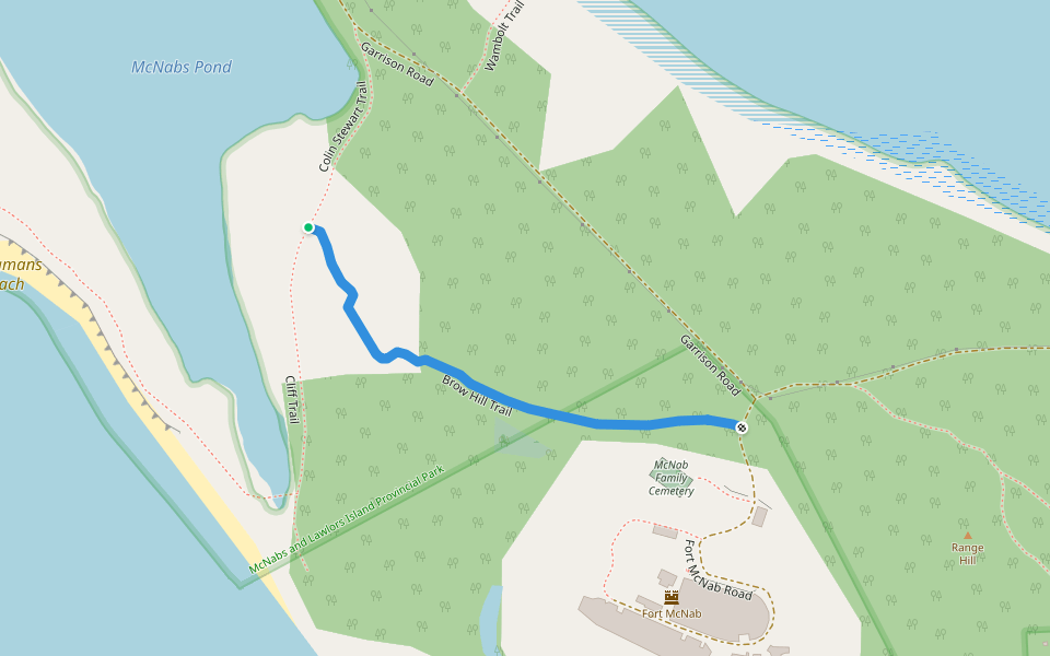 Brow Hill Trail walking route map in Shearwater
