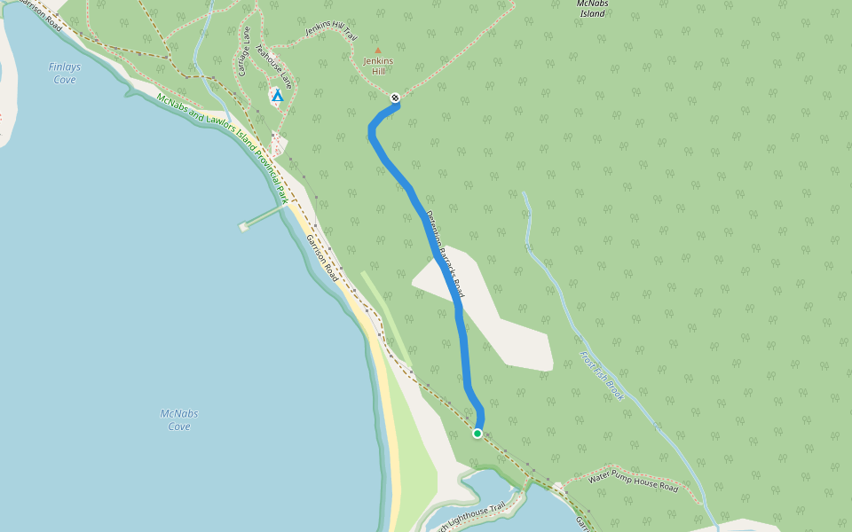 Detention Barracks Road walking route map in Shearwater