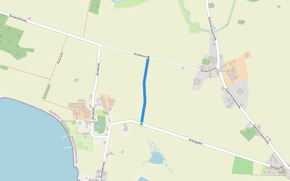 Kirkestien walking route map in Nørre Aaby