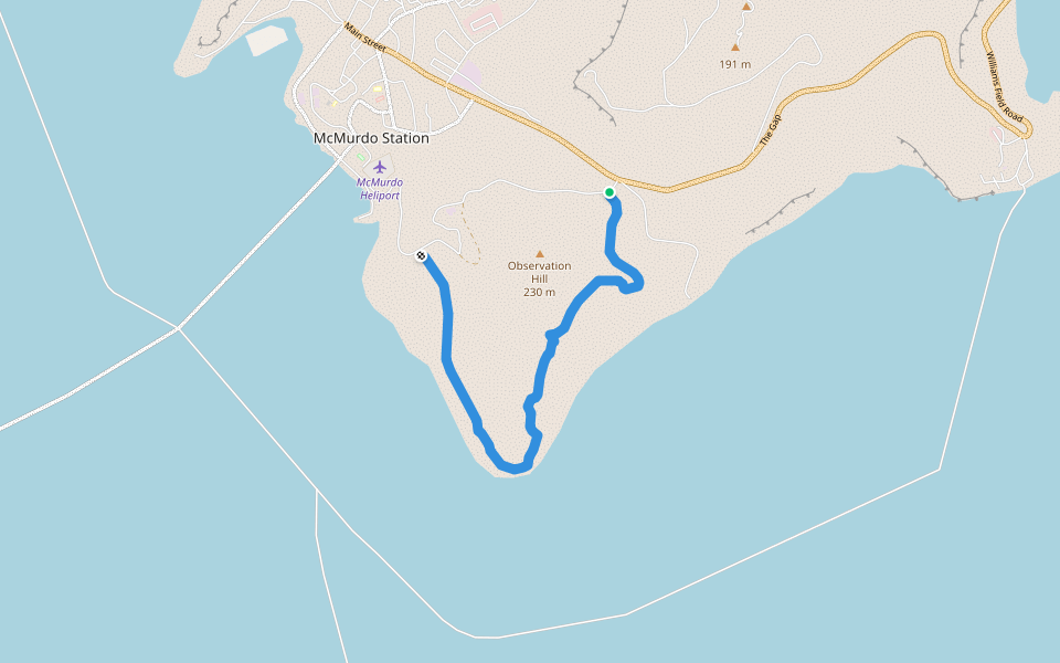 Ob Hill Loop walking route map in Palmer Station