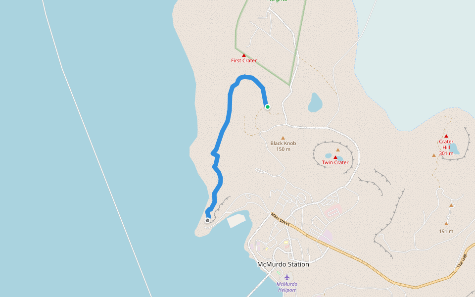 Hut Point Ridge Loop walking route map in Palmer Station