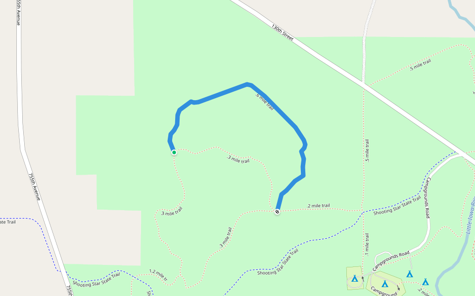 .6 mile trail walking route map in Le Roy