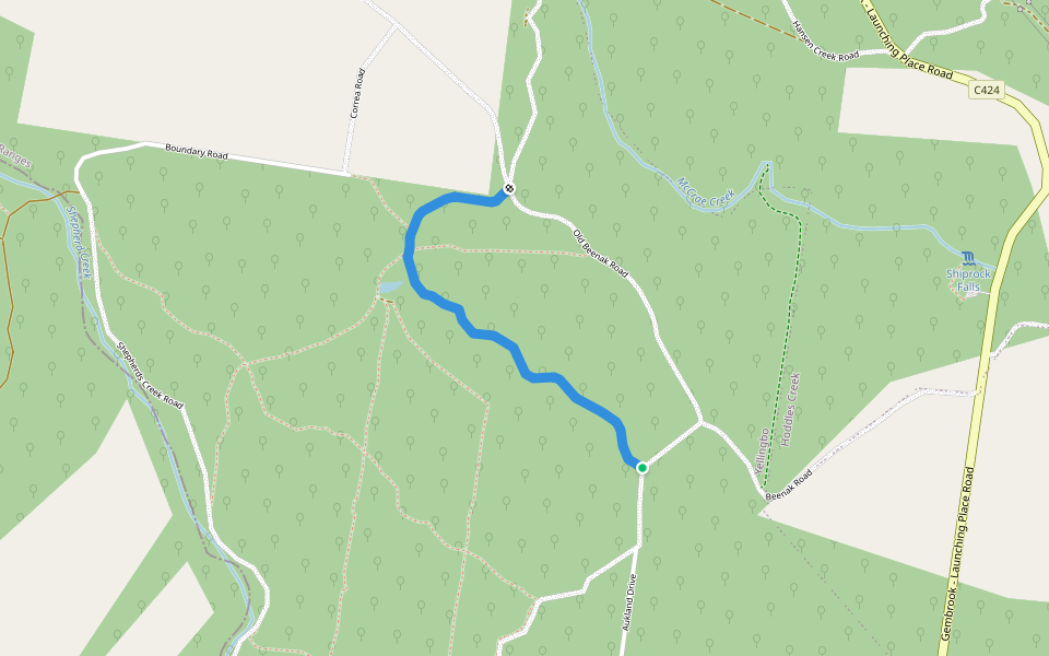 Monks Track walking route map in Yellingbo