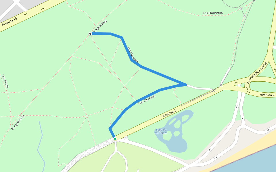 Los Cipreses walking route map in Necochea