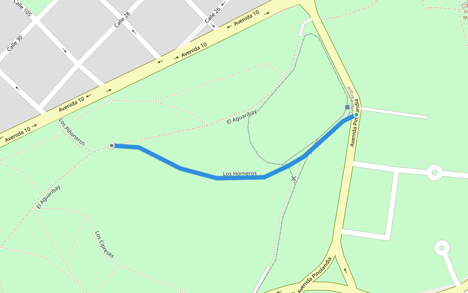 Los Horneros walking route map in Necochea