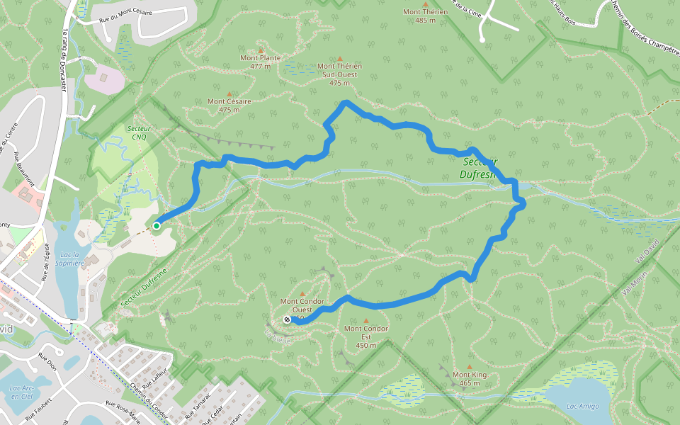 L Lièvre walking route map in Val-David