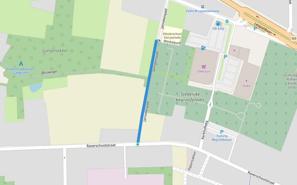 Jannekespad walking route map in Eeklo