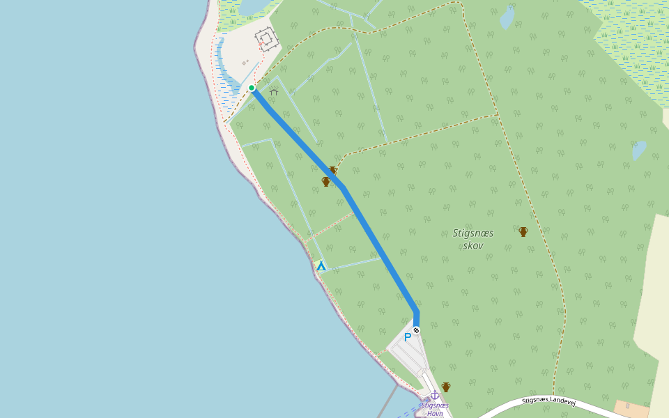 Stigsnæs Landevej walking route map in Skælskør