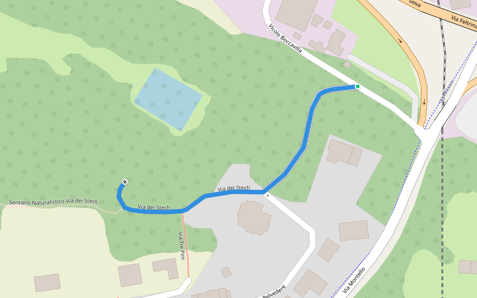 Via dei Stech walking route map in Montebelluna