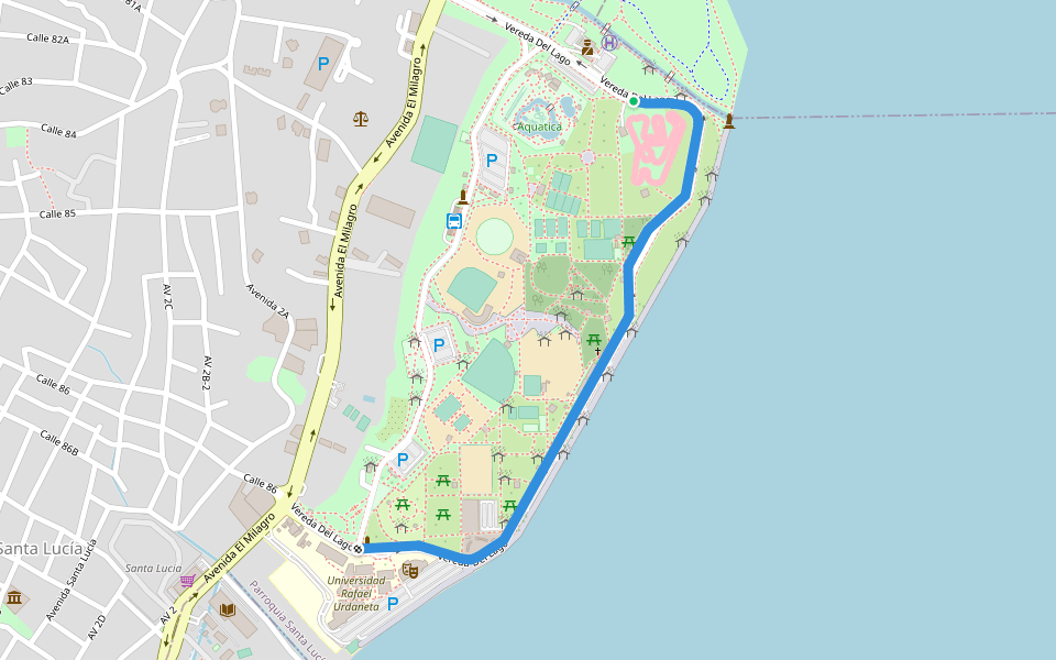 Vereda Del Lago walking route map in Maracaibo