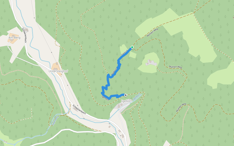 Igelloch walking route map in Hornberg