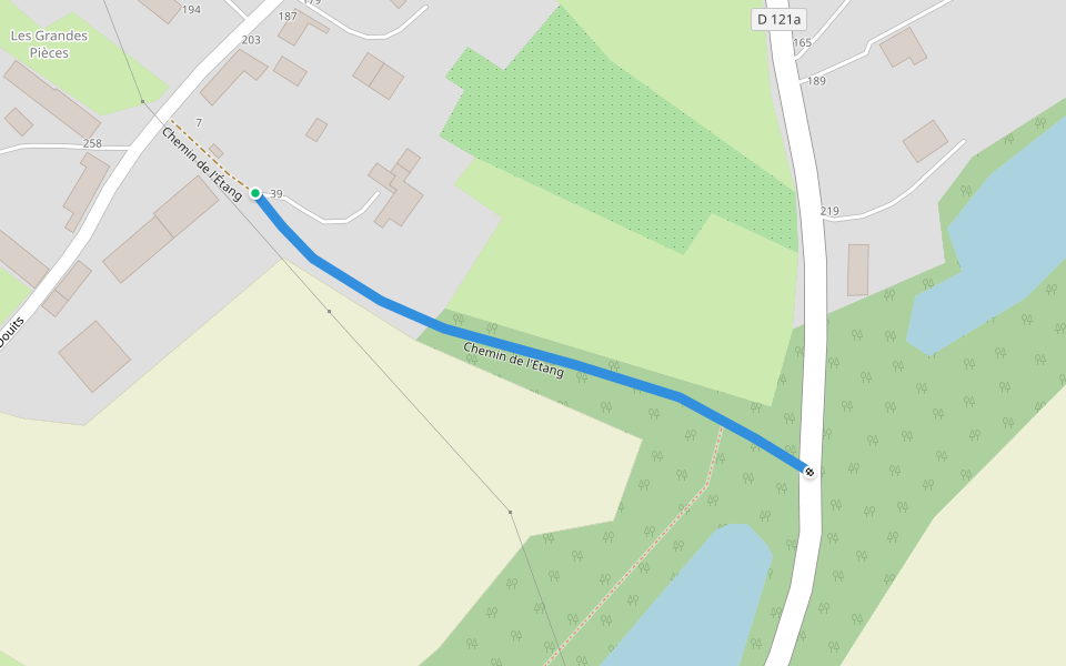 Chemin de l'Étang walking route map in Malherbe-sur-Ajon