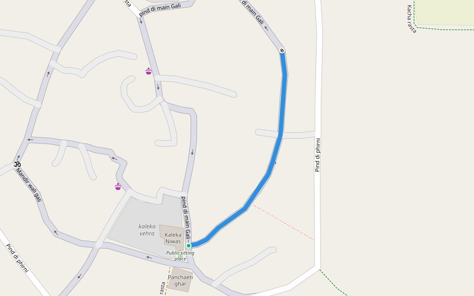 Maan gali walking route map in Dhandolikalan