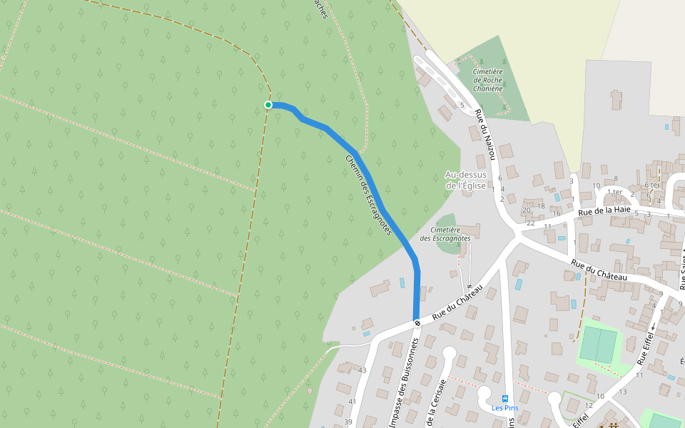 Chemin des Escragnotes walking route map in Corcelles-les-Monts
