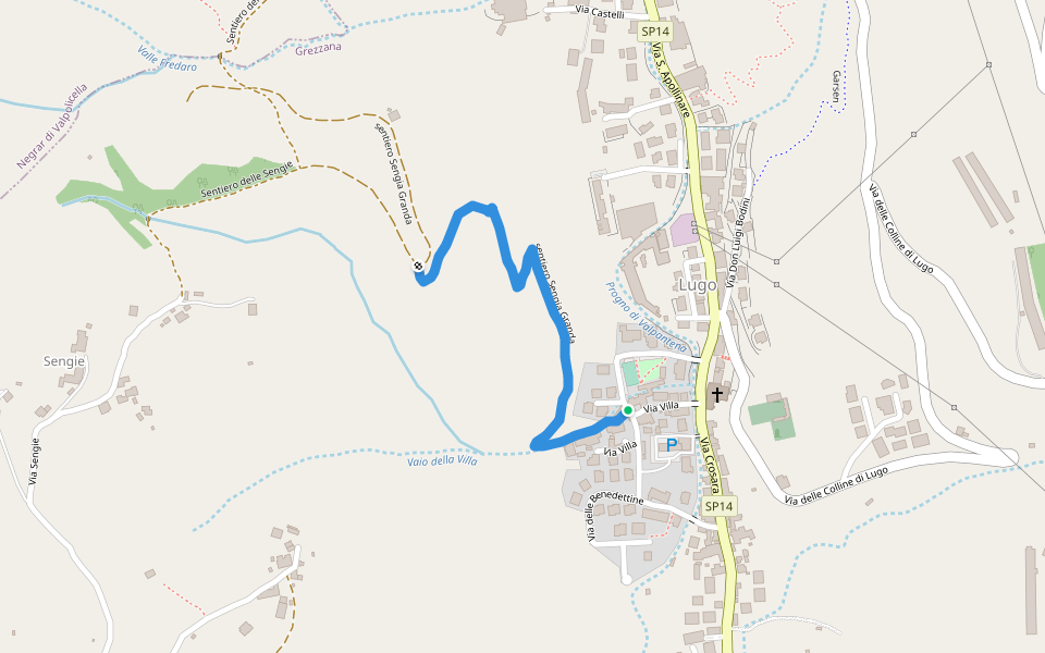 sentiero Sengia Granda walking route map in Lugo