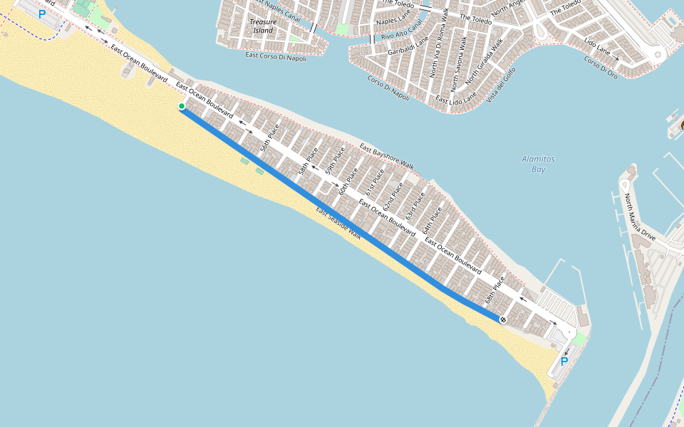 East Seaside Walk walking route map in Long Beach