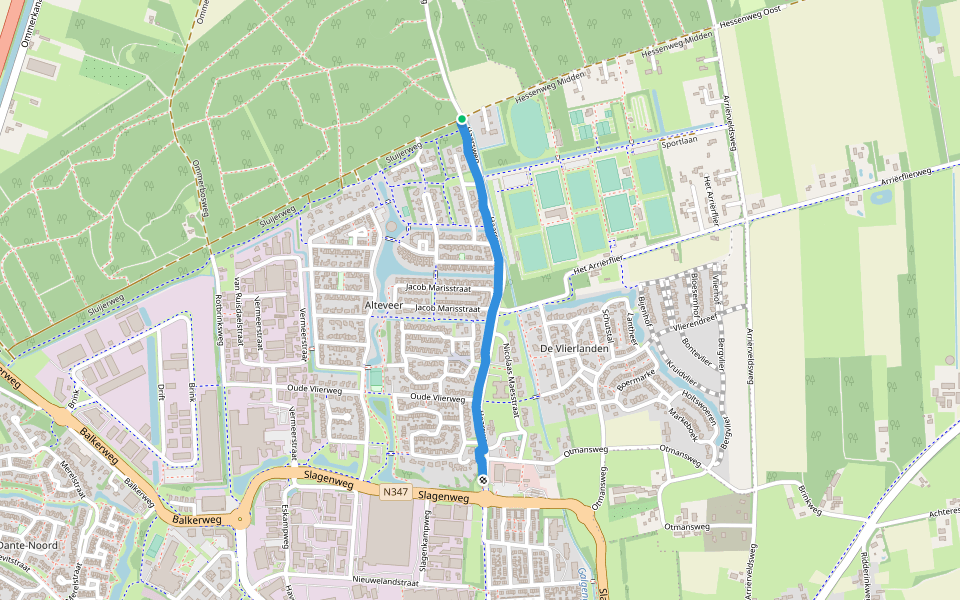 Haarsweg walking route map in Arrien