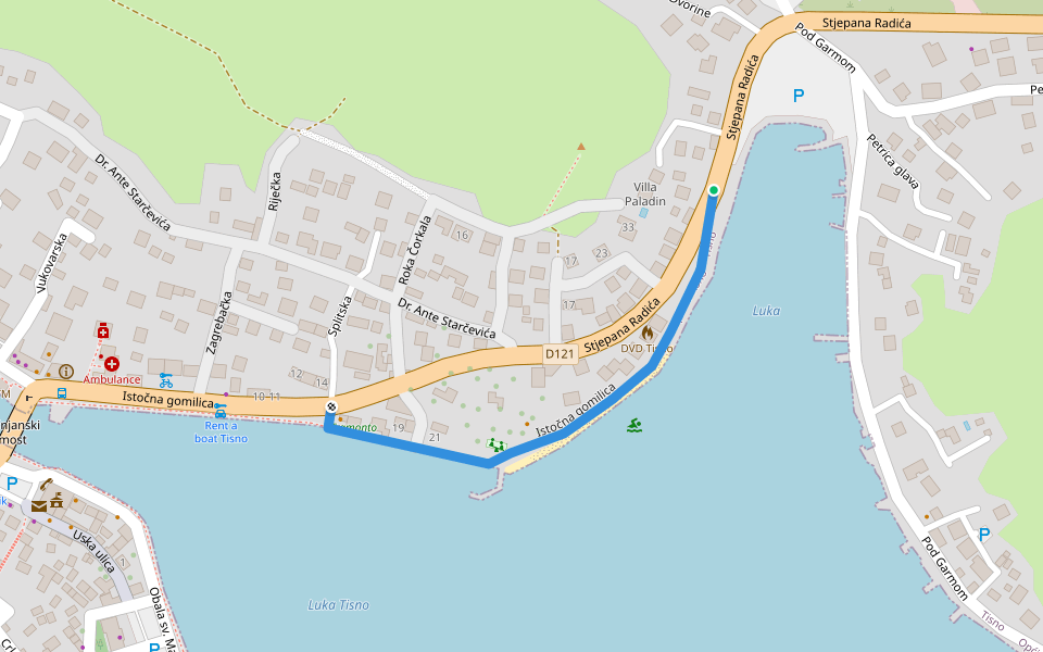 Istočna gomilica walking route map in Tisno