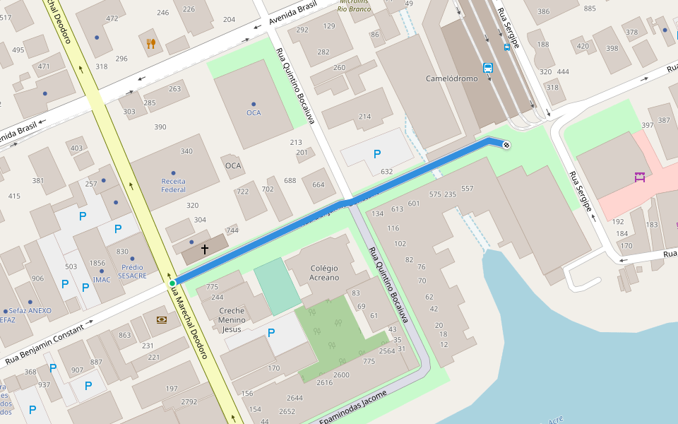 Rua Benjamin Constant walking route map in Rio Branco