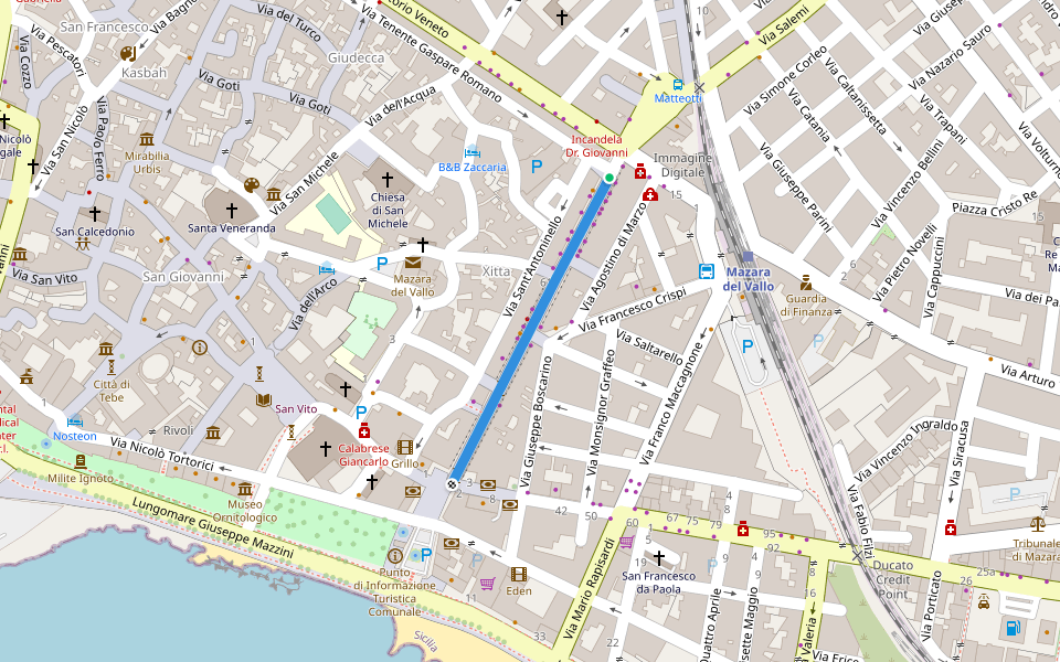 Corso Umberto I walking route map in Mazara del Vallo