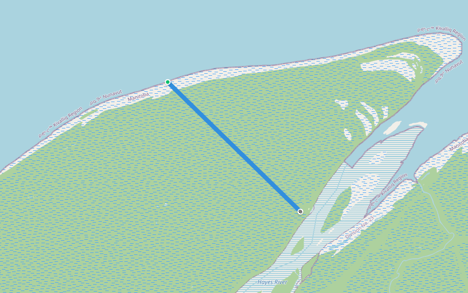 Mostos Portage walking route map in York Factory