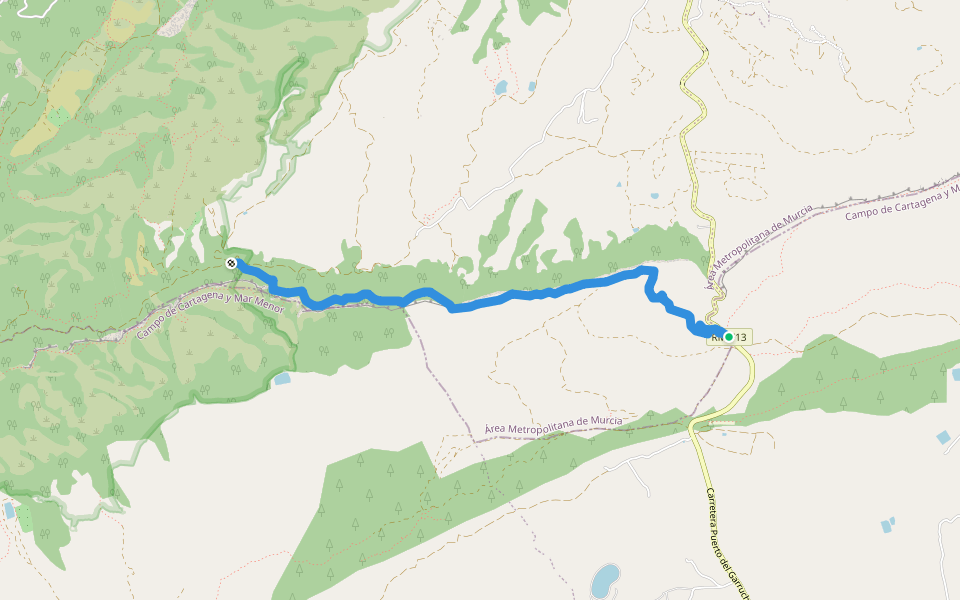 Senda Bonita walking route map in Murcia