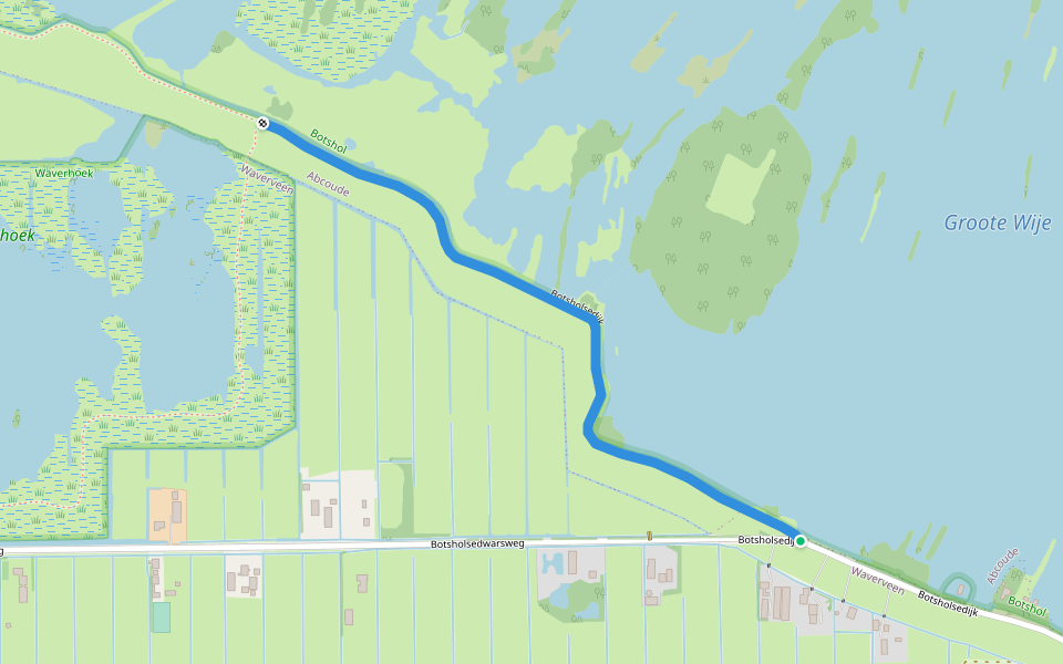 Botsholsedijk walking route map in Waverveen