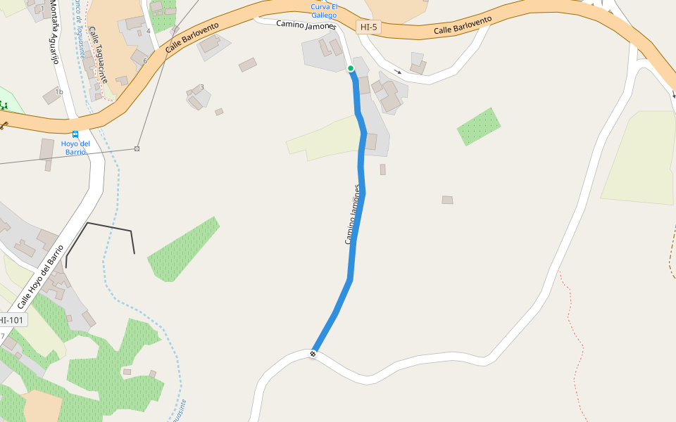 Camino Jamones walking route map in Mocanal