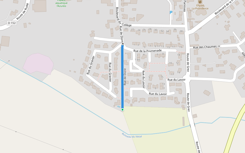 Rue de Diore walking route map in Meslay-du-Maine