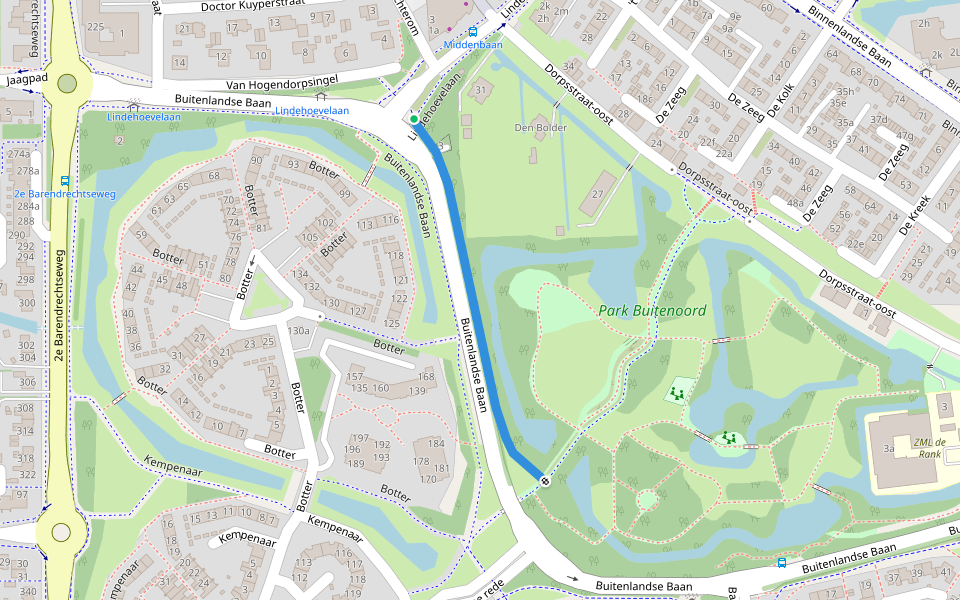 Buitenlandse Baan walking route map in Barendrecht