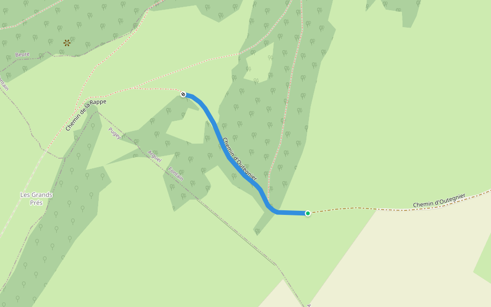 Chemin d'Outegnier walking route map in Fontain
