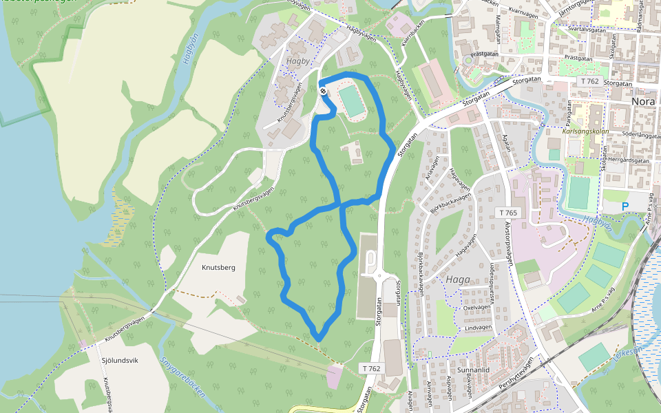 Norvalla Elljusspår walking route map in Nora