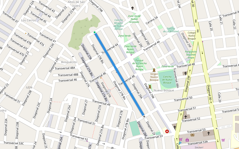 Diagonal 29 walking route map in Arenal