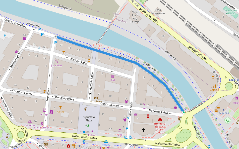 Iztieta pasealekua walking route map in Errenteria