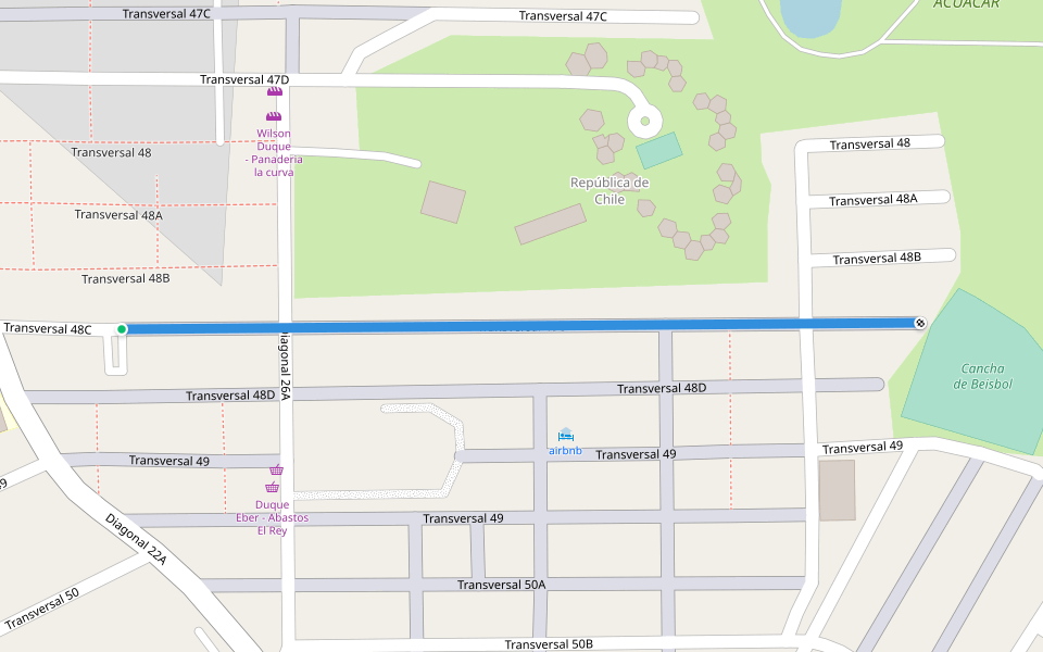 Transversal 48C walking route map in Arenal