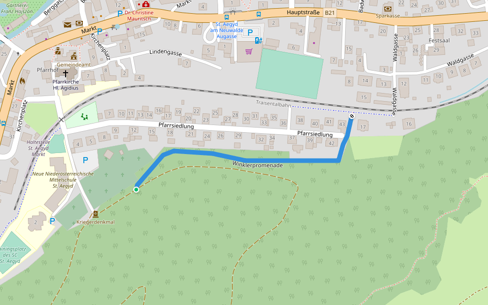 Winklerpromenade walking route map in Sankt Aegyd am Neuwalde