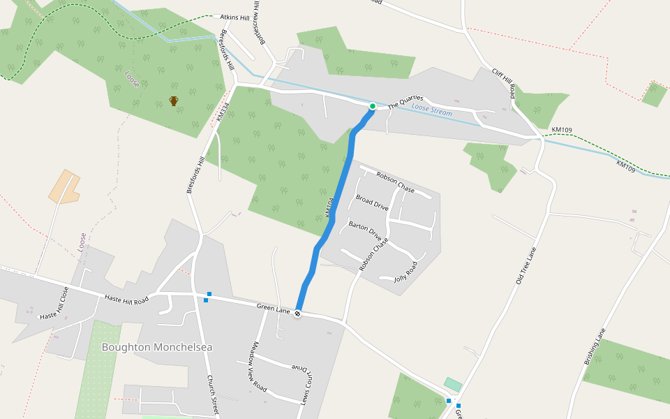KM104 walking route map in Boughton Monchelsea