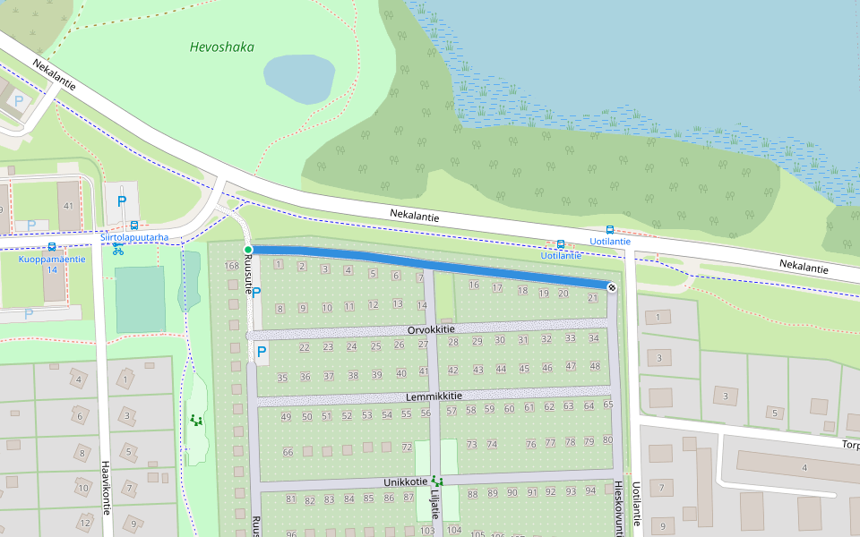 Lehmustie walking route map in Tampere