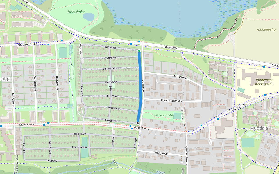 Hieskoivuntie walking route map in Tampere