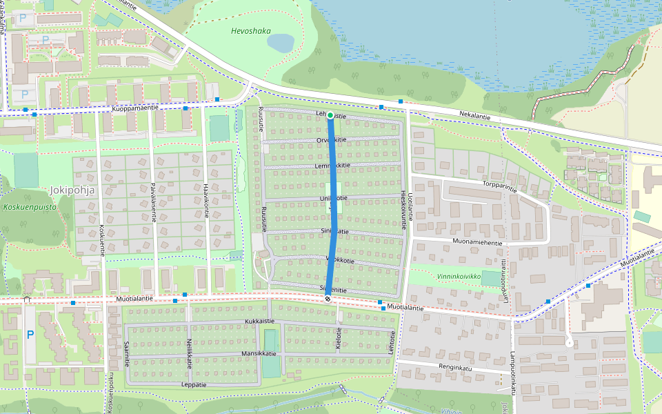 Liljatie walking route map in Leppäkoski